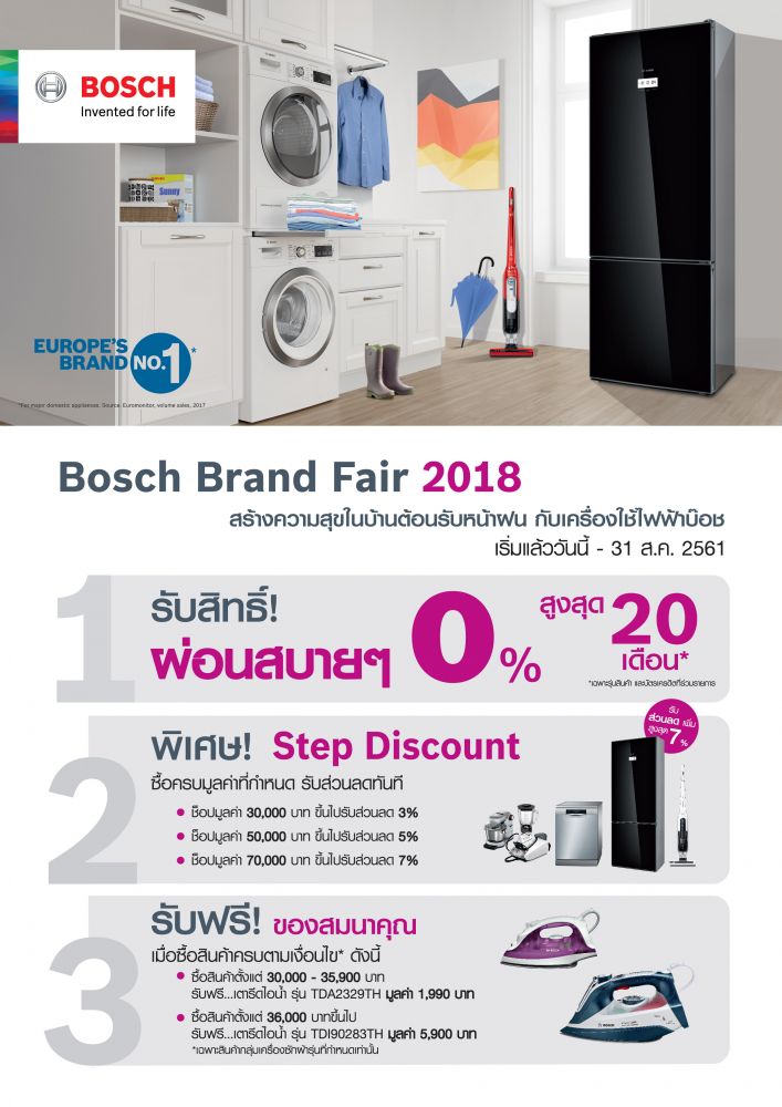 บีเอสเอช อัดโปรโมชั่นท้าลมฝน เครื่องใช้ไฟฟ้า Bosch แบรนด์อันดับ 1 ในยุโรป