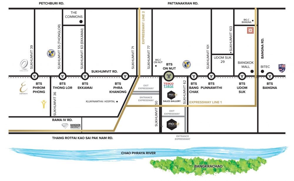 Modiz สุขุมวิท 50 ดื่มด่ำวิวโค้งน้ำเจ้าพระยา บนทำเลรถไฟฟ้าสุขุมวิท